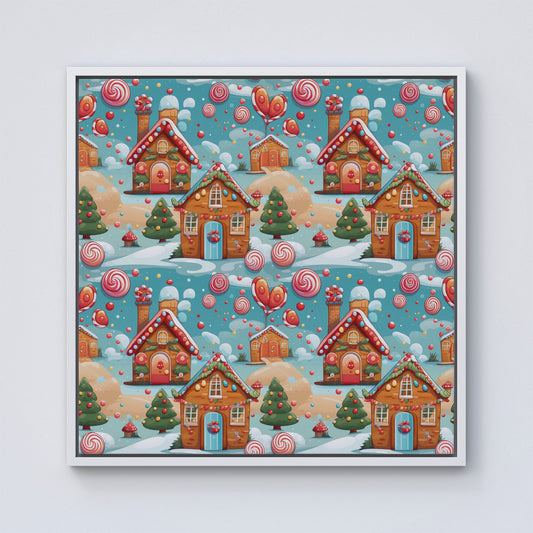 Christmas Gingerbread House Framed Canvas