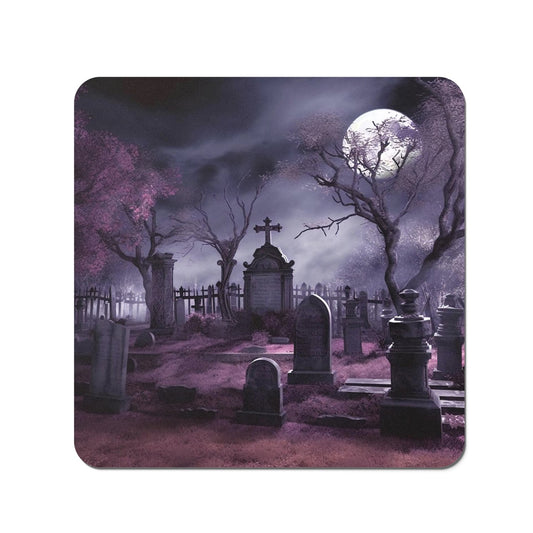 Witchs Moonlit Cemetery Design Coasters