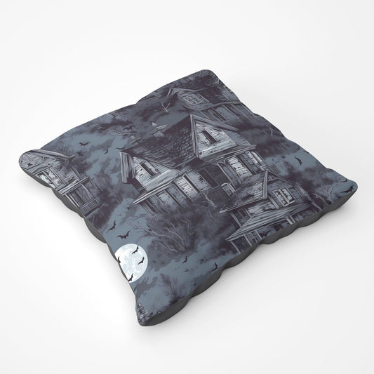 Spooky Shadowy Haunted House Floor Cushion