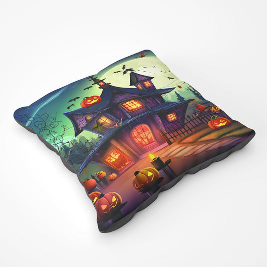 Spooky Halloween House Floor Cushion