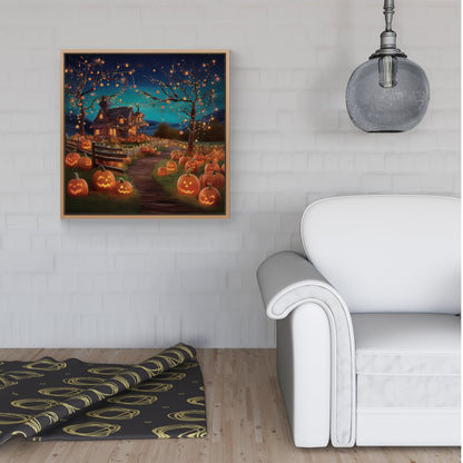 Enchanted Hallowen Pumpkin Patch Framed Canvas