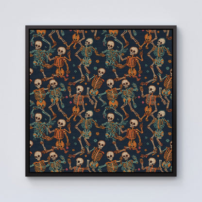 Dancing Skeletons Framed Canvas