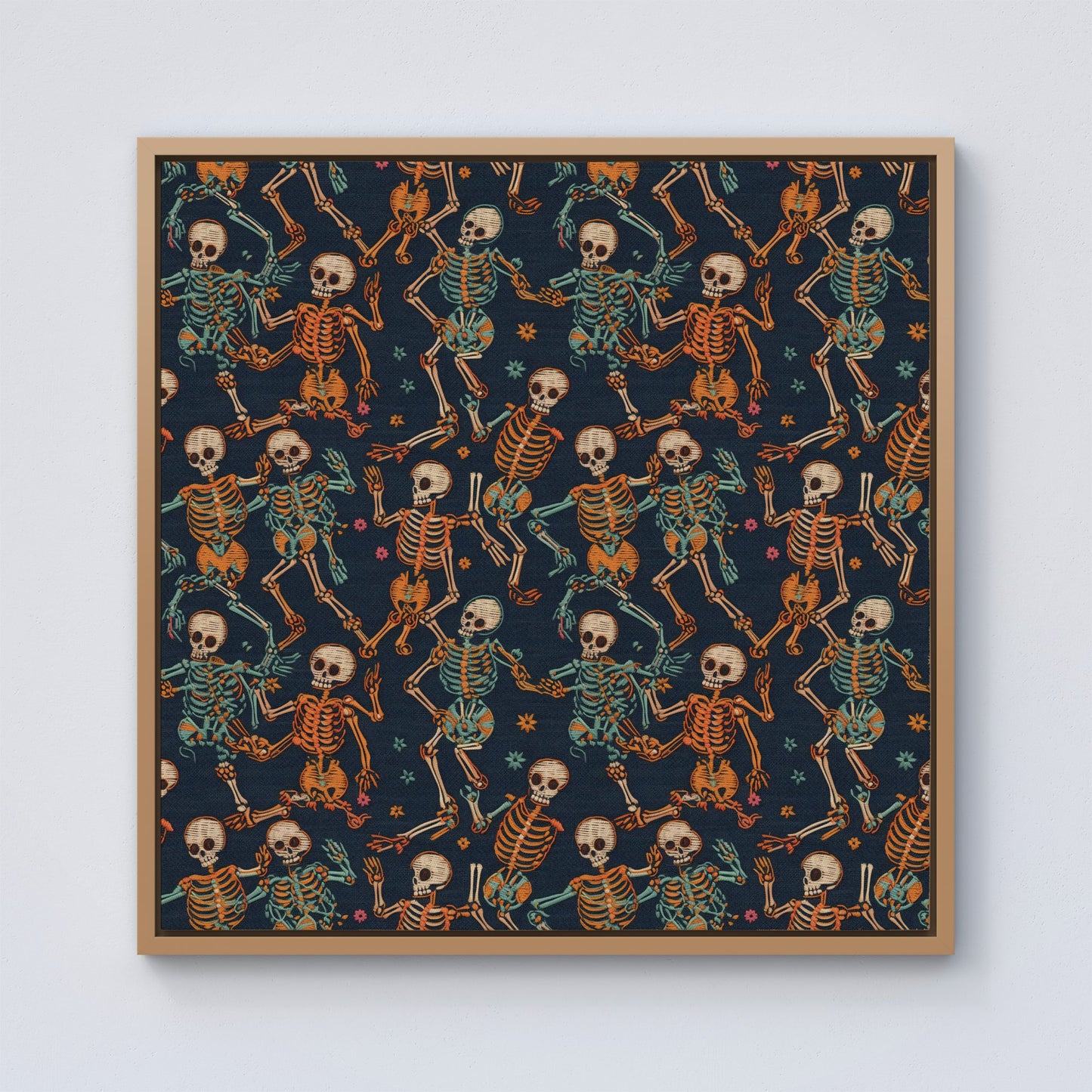 Dancing Skeletons Framed Canvas