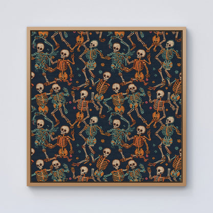 Dancing Skeletons Framed Canvas