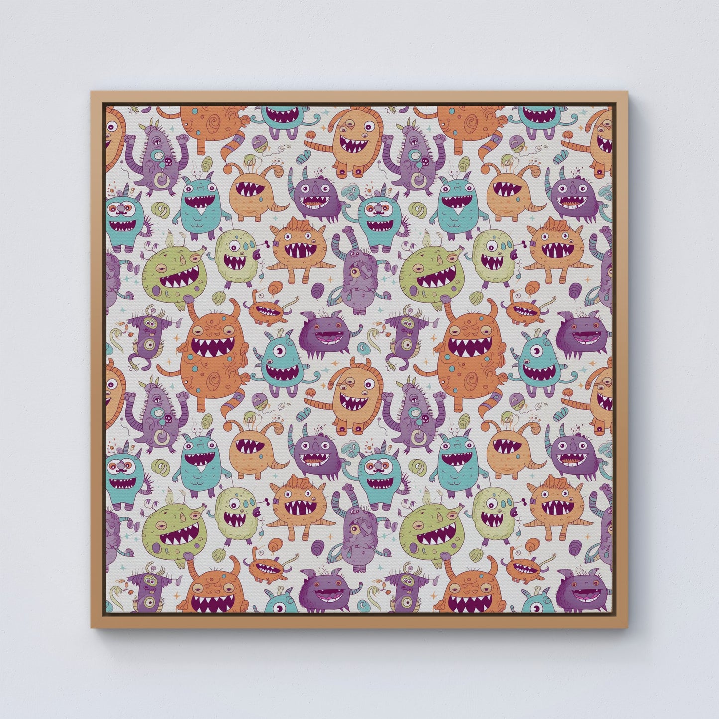 Playful Halloween Monsters Framed Canvas