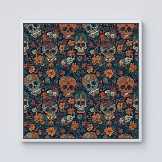 Dia De Los Muertos Skulls Framed Canvas
