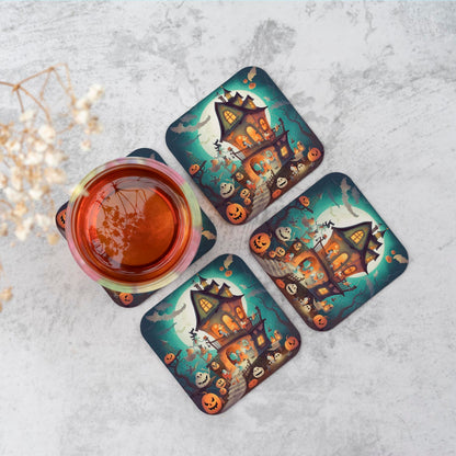 Illustrations A Whimsical Haunted House Coasters