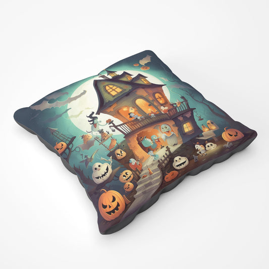 Illustrations A Whimsical Haunted House Floor Cushion