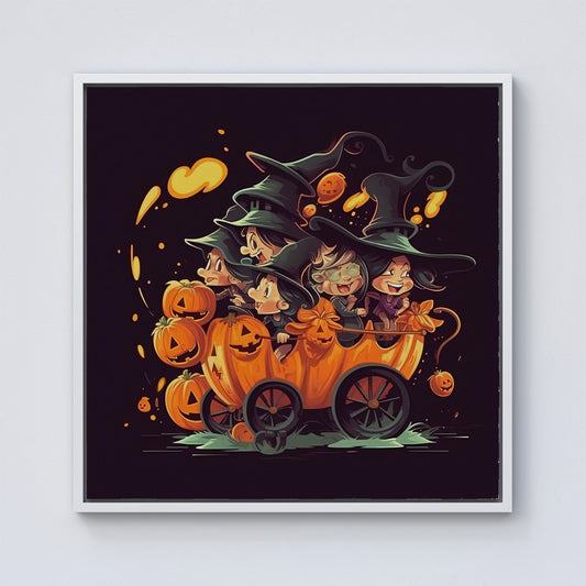 A Magical Pumpkin Carriage Framed Canvas
