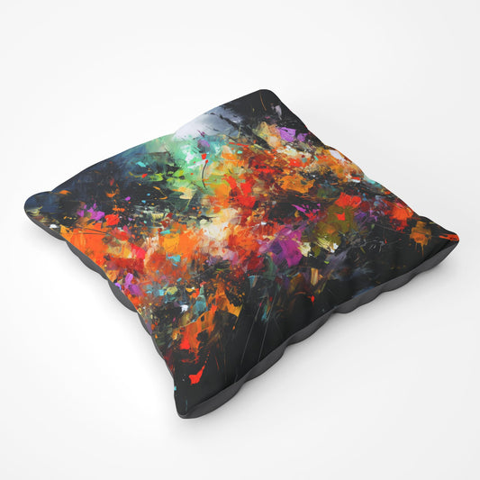 A Vibrant Abstract Painting Floor Cushion