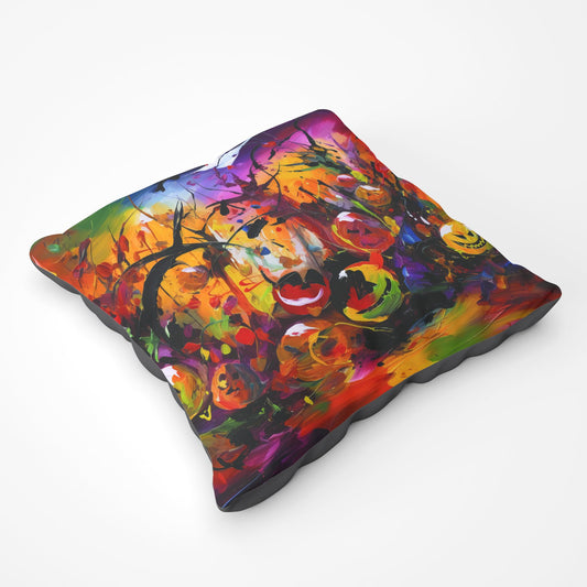 Abstract Halloween Painting Floor Cushion