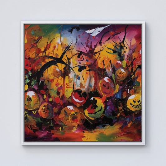 Abstract Halloween Painting Framed Canvas