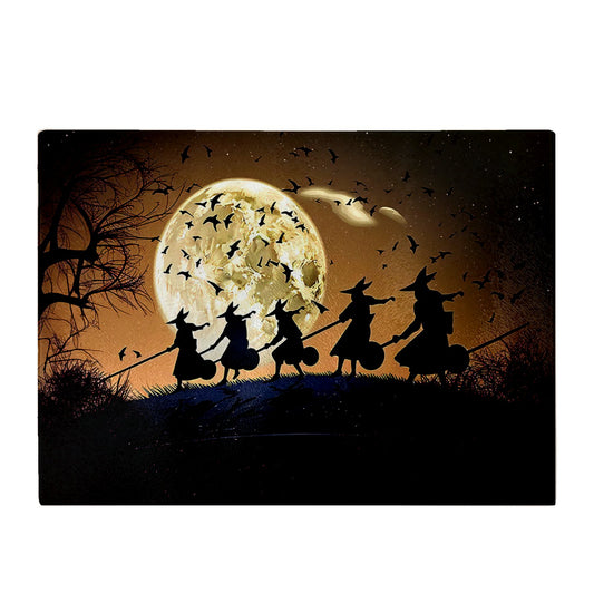 A Group Of Witches Riding Broomsticks Chopping Board