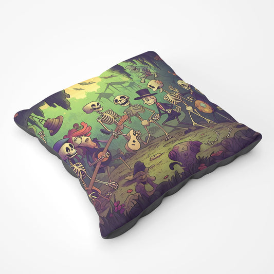 Cartoonish Askeletons Having A Party Floor Cushion