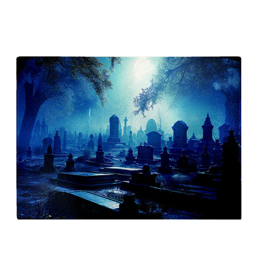 A Breathtaking Scene Of A Moonlit Graveyard Chopping Board