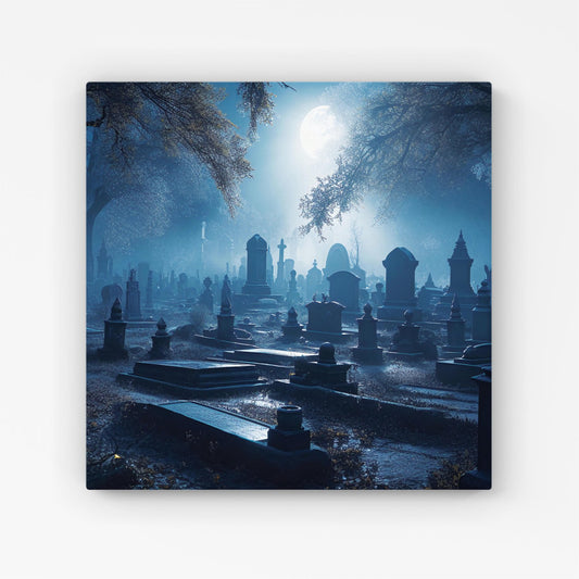 A Breathtaking Scene Of A Moonlit Graveyard Canvas